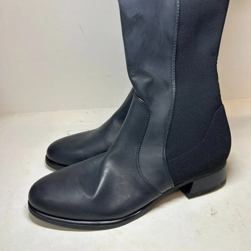 Marc Fisher Womens 8 M Black Faux Leather Terra Over The Knee Boots DISPLAY RW2